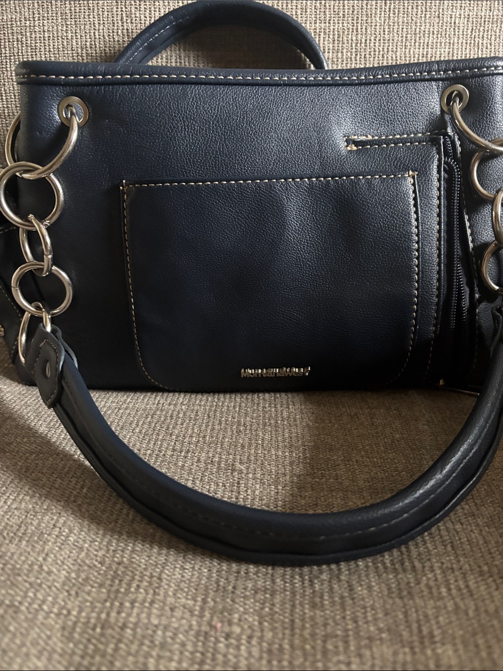 Black Leather Chain-Detail Shoulder Bag